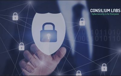 Business professional selecting a digital shield with lock icons, symbolizing SOC 2 Type I vs Type II security compliance and data protection frameworks